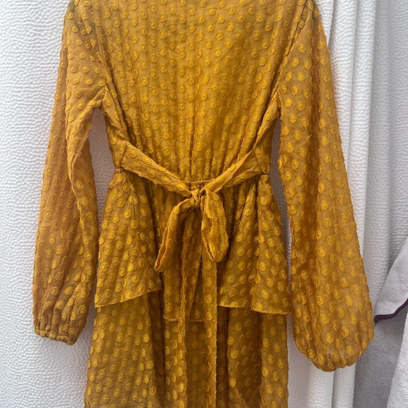 NEW MARJORELLE S BERKSHIRE DRESS GOLD LONG SLEEVE V NECK DRESS - Picture 3 of 3